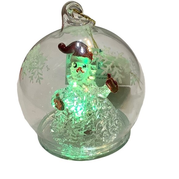 Simply Holiday LED Glass Ball Ornament Santa Snowman Multicolor NWT Snowflake 3" - Picture 8 of 11